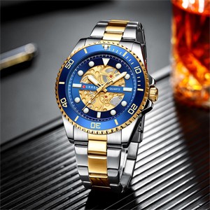 Curren 8412 Blue Luxury Stainless Steel Band Watches
