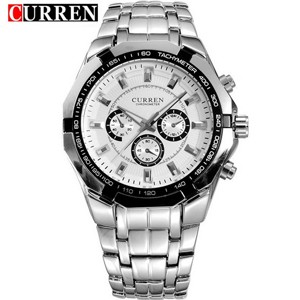 Curren 8023 Silver White Men Quartz Watch