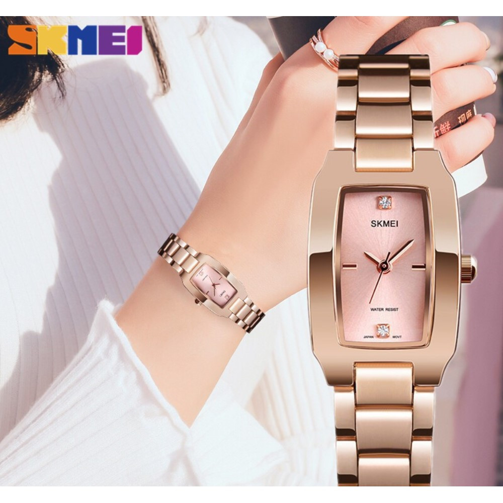 SKMEI 1400 Rose Gold Stainless Steel Watch For Women