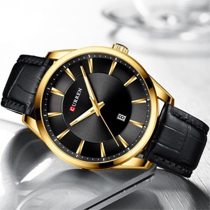 Curren 8365 Black Golden Watch for Men