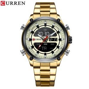 Curren 8404 Golden Luxury LED Quartz Digital Watch for Men