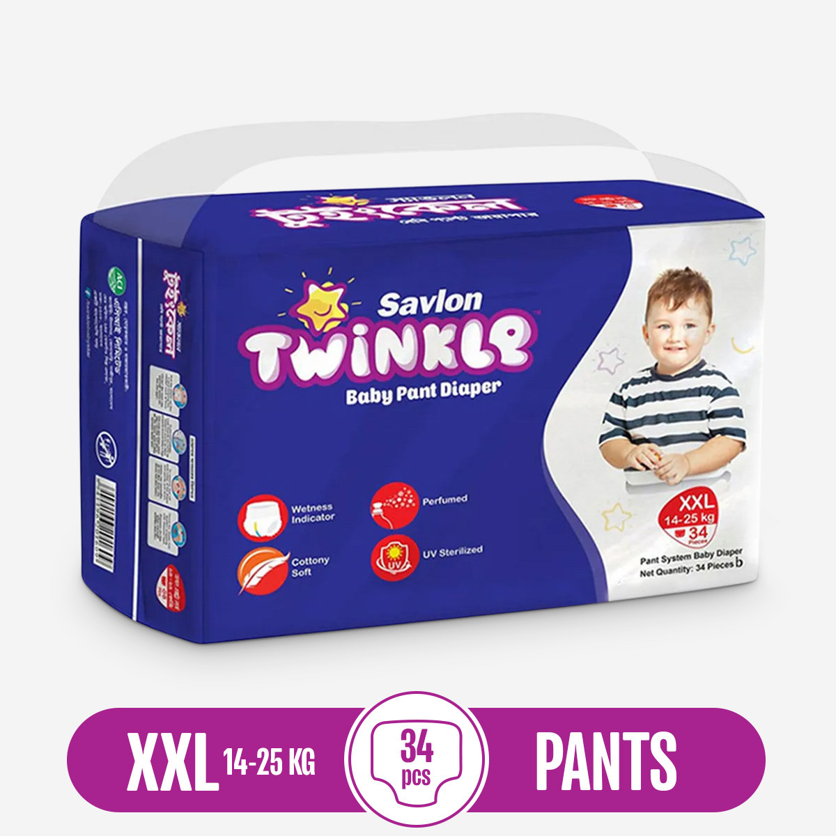 Savlon Twinkle Baby Pant Diaper XXL 34 Pieces
