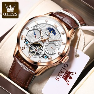 OLEVS 6652 Brown and White Watch for Men