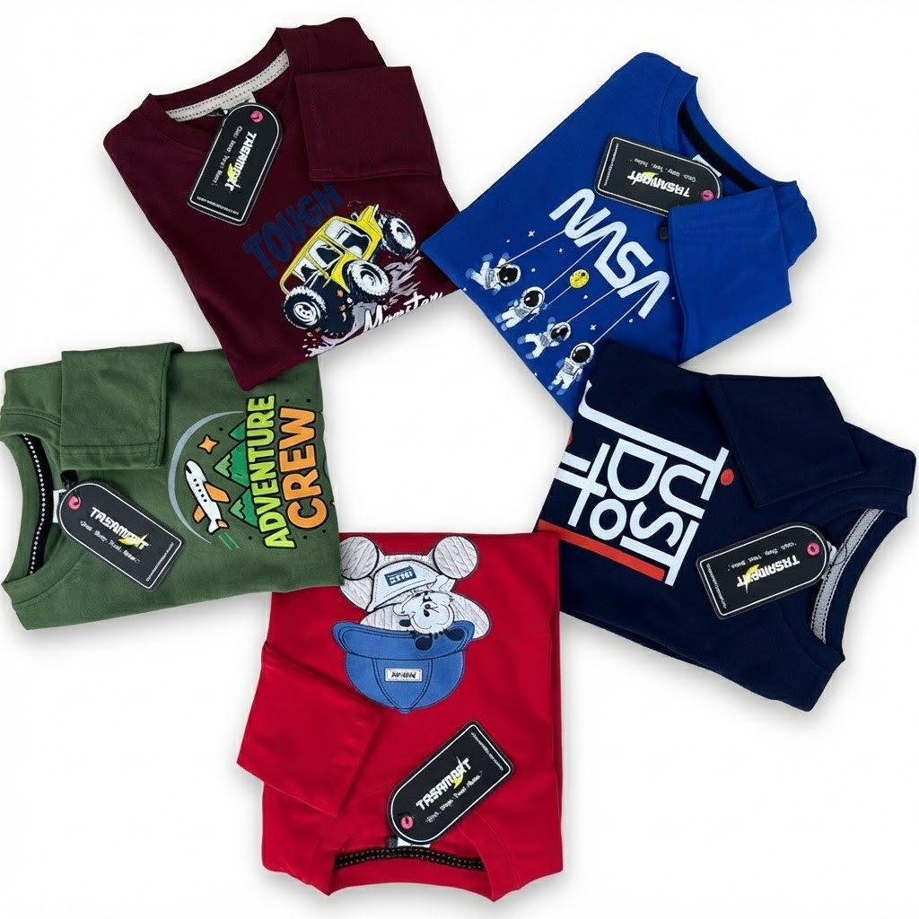 Boys Full Sleeve 100% Cotton Export Quality Casual T-Shirt (3-14 Years)
