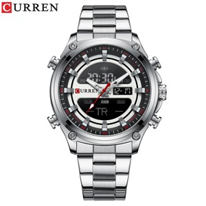 Curren 8404 Silver Luxury LED Quartz Digital Watch for Men