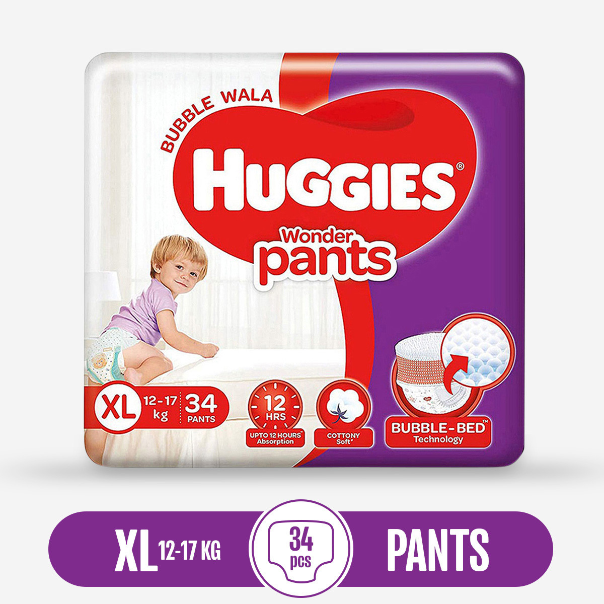 Huggies Wonder Pants Baby Diaper Pant XL (12-17 kg)- 34pcs
