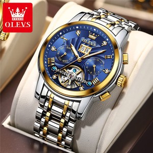 OLEVS 9910A Premium Automatic Mechanical Blue Dial Wrist Watch for Men's