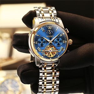 Olevs 6617 Blue Dial Luxury Mechanical Watch For Men