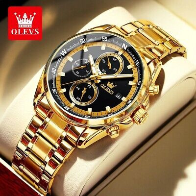 OLEVS 713G Luxury Chronograph Quartz Waterproof Stainless Luminous Watch for Men's