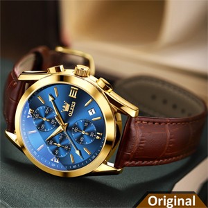 Olevs 2872 Golden Blue Quartz Wrist watch