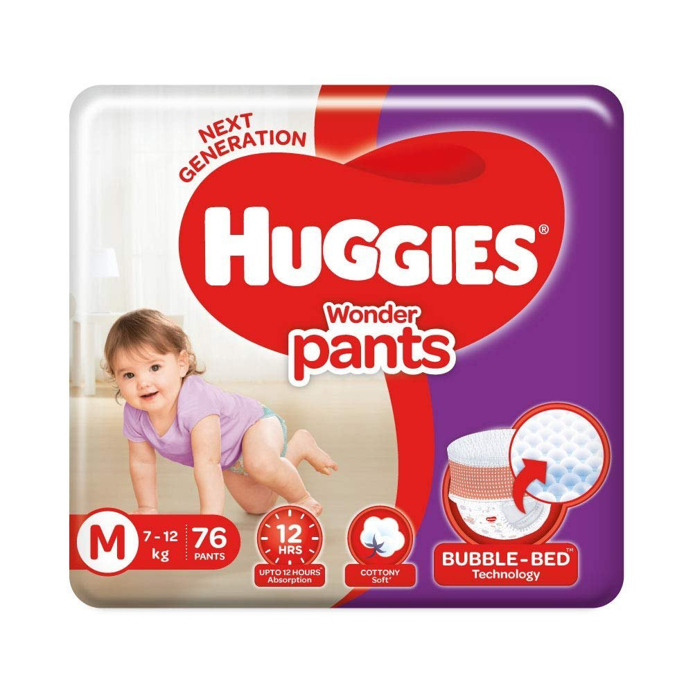 Huggies Wonder Pants Medium Baby Diaper (7-12Kg)- 76pcs