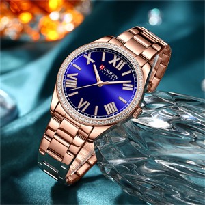 Curren 9088 Gold Blue Watch For Women