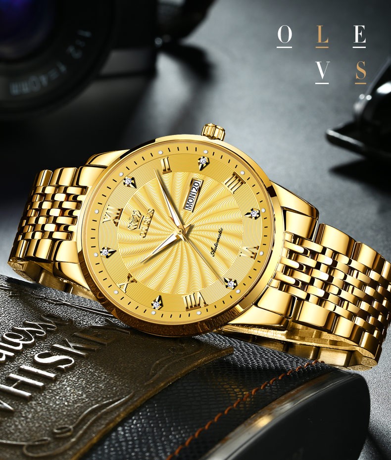 OLEVS 6630 Golden Luxury Automatic Mechanical Watch for Men