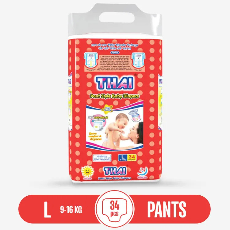 THAI Baby Diaper Pant Style Large (9-16 kg)- 34 Pcs