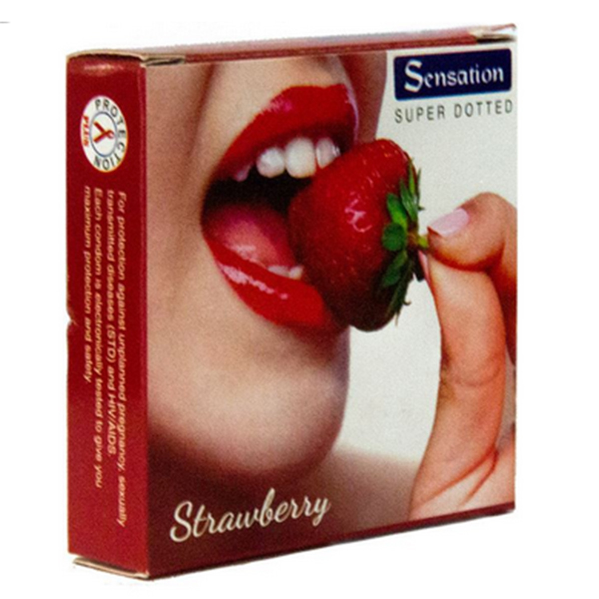 Sensation Supper Dotted Strawberry Condoms Single 1Pack (3x1)=3pcs & 12x3=36pcs (1 Box)