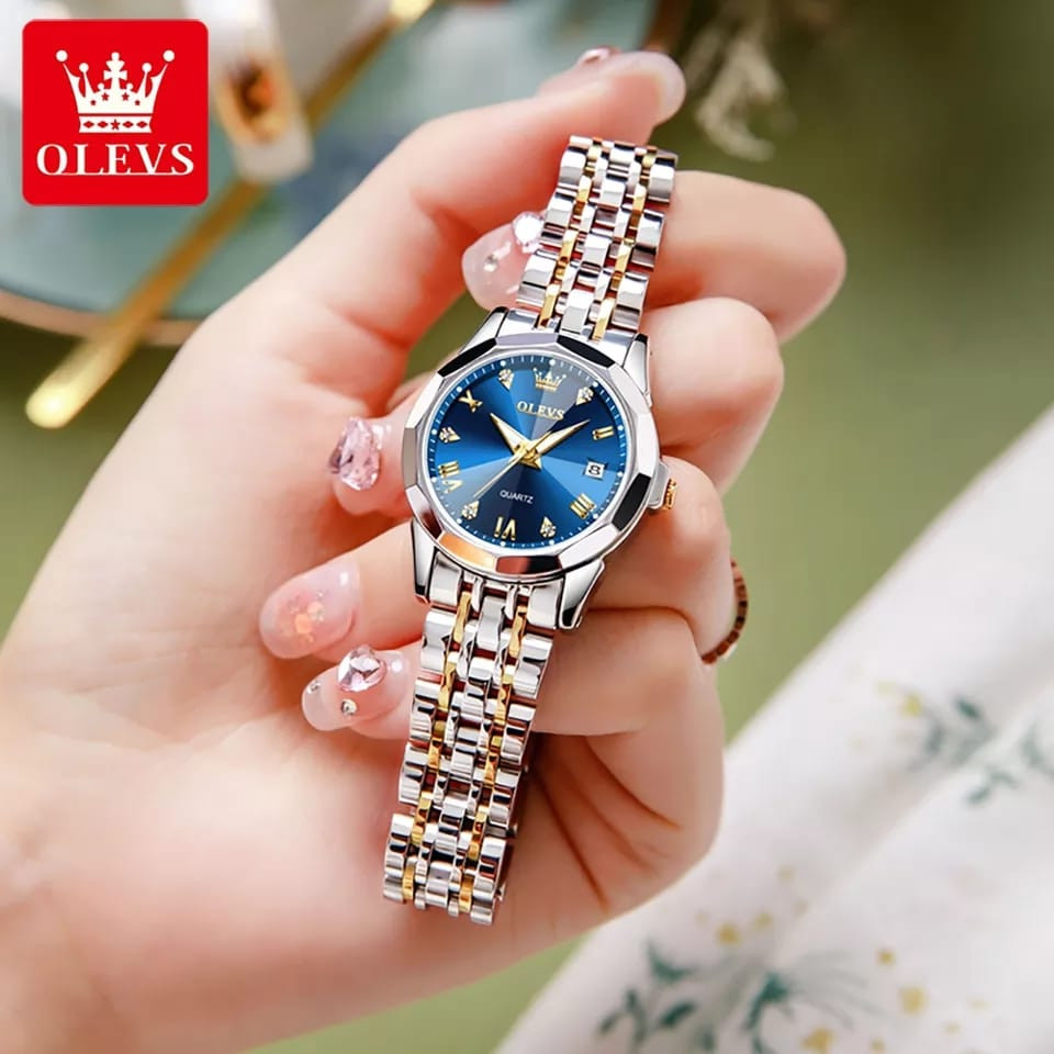 OLEVS 9931 Ladies Stainless Steel Fashion Quartz Waterproof Watch- Blue