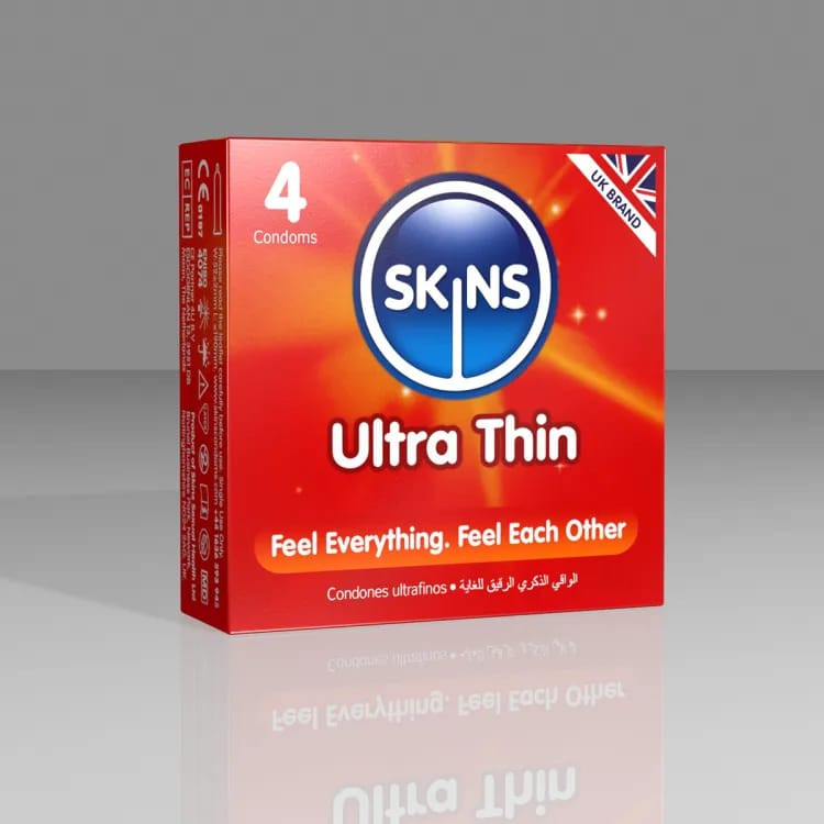 SKINS Ultra Thin Condoms "1Pack=4pcs Condom & 6Pack= 1 Box Condoms"