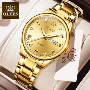 OLEVS 5563 Original Brand Golden Quartz Watch for Men's