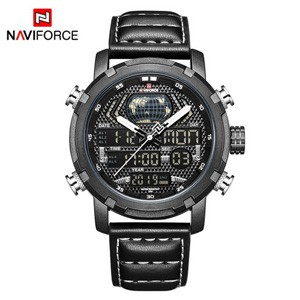 NAVIFORCE 9160 Black White PU Leather Watch