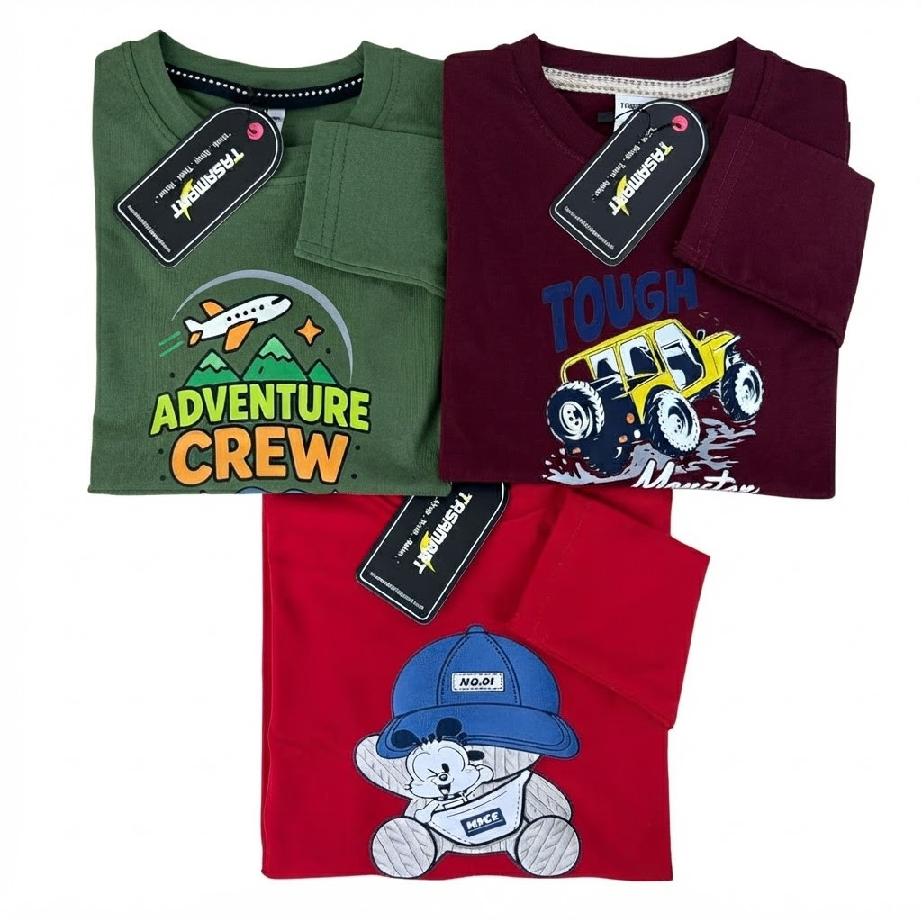 100% Cotton Export Quality Casual Boys Full Sleeve T-Shirt (3-14 Years)
