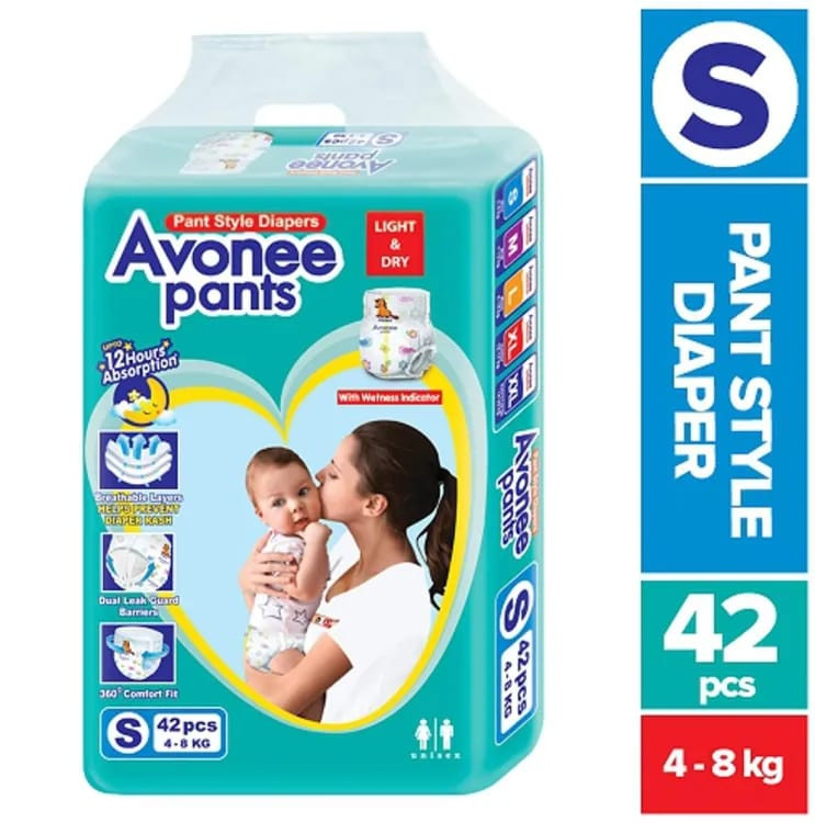 Avonee Baby Pant Style Diaper Small-S (4 - 8 Kg) 42 Pcs