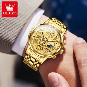 Olevs 9947 Golden Watch for Men