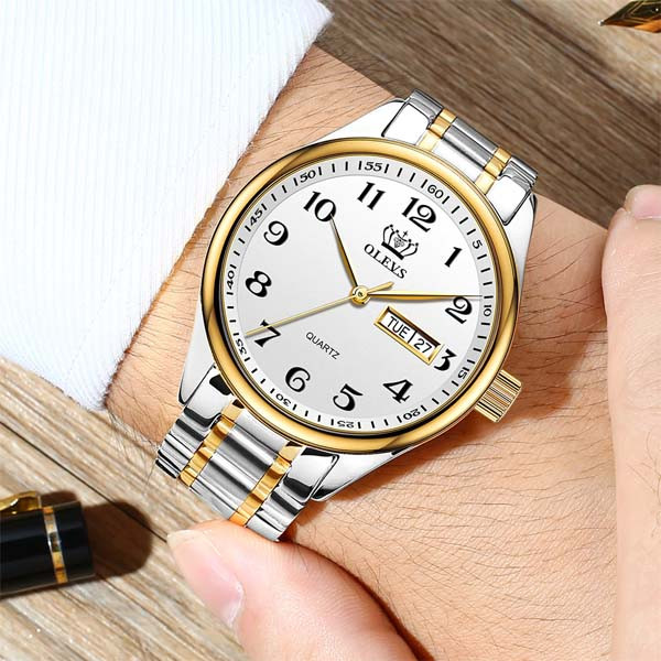 OLEVS 5567 Waterproof Classic Stainless Steel Quartz Watch for Men’s