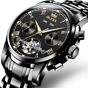 OLEVS 6607 Black Automatic Mechanical Watch