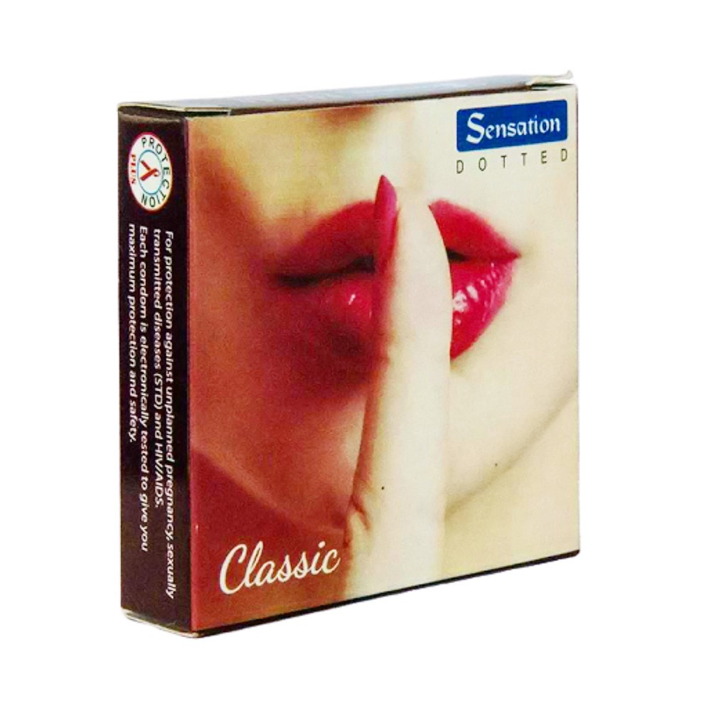 Sensation Dotted Classic Condoms Single 1Pack (3x1)=3pcs & 12x3=36pcs (1 Box)