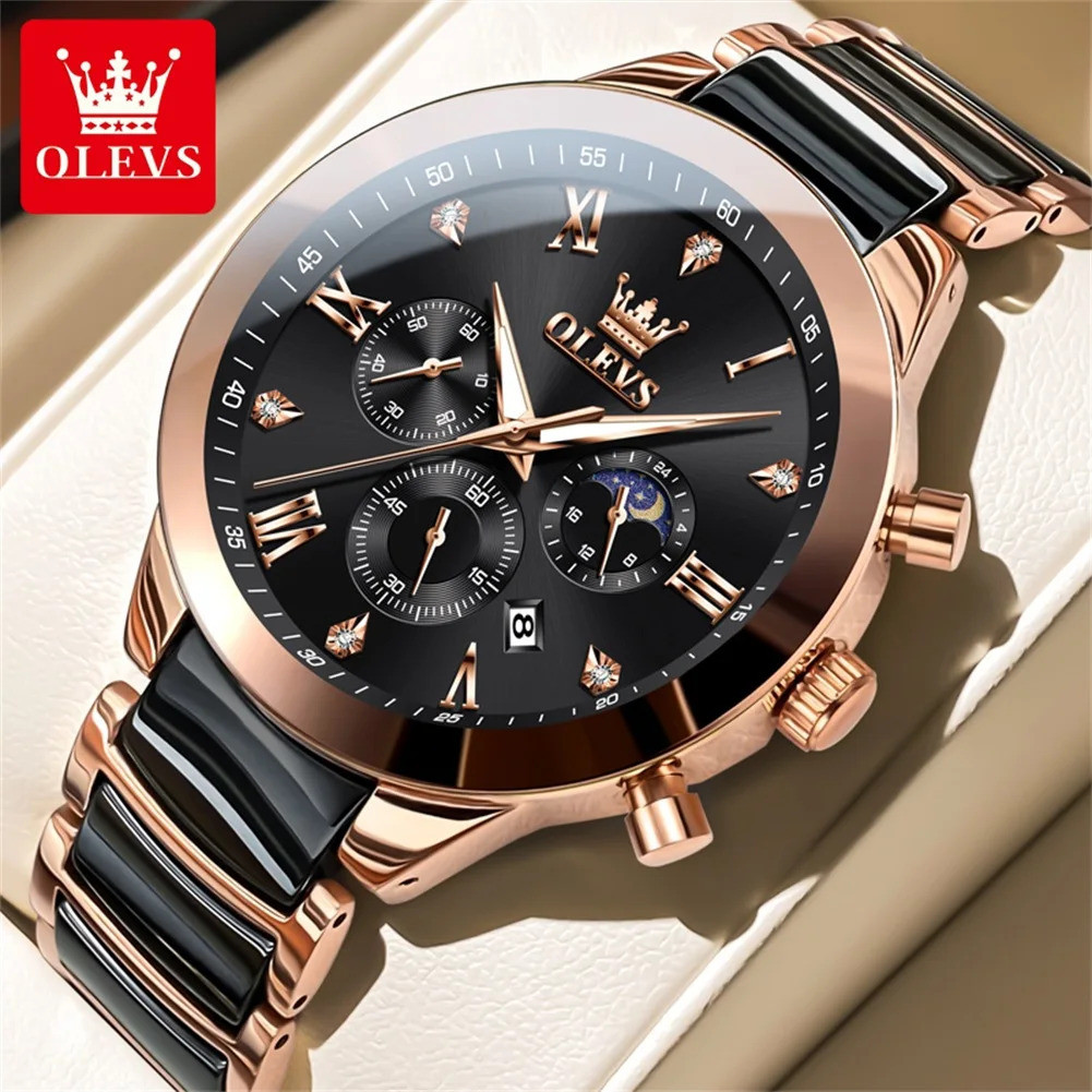 OLEVS 7004 Ceramic Waterproof Luxury Watch for Men's