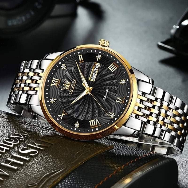 OLEVS 6630 Black Luxury Automatic Mechanical Watch for Men