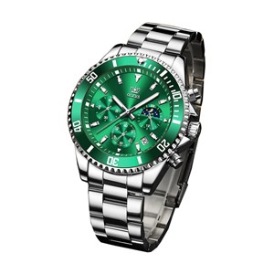 OLEVS 2870 Silver Green Waterproof Stainless Steel Casual Watch
