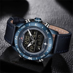 NAVIFORCE 9144 Blue Luxury Brand Sports LED Analog Digital Dual Display Watch