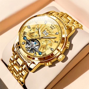 OLEVS 9910A Premium Automatic Mechanical Golden Wrist Watch for Men's
