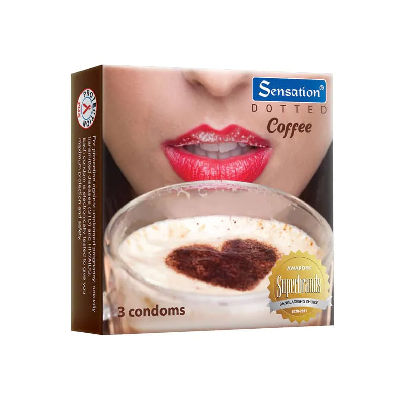 Sensation Supper Dotted Coffee Condoms Single 1Pack (3x1)=3pcs & 12x3=36pcs (1 Box)