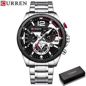 Curren 8395 Silver Black Quartz Watch