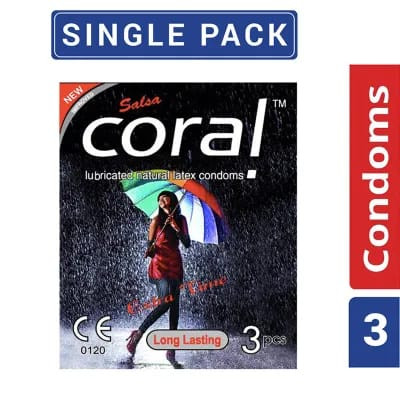 Coral Lasting Extra Time Lubricated Natural Latex Condoms