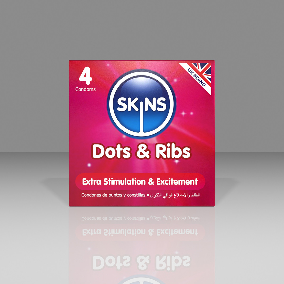 SKINS Dots & Ribs Condoms "1Pack=4pcs Condom & 6Pack= 1 Box Condoms"